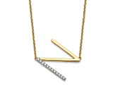 14k Yellow Gold and Rhodium Over 14k Yellow Gold Sideways Diamond Initial N Pendant 18 Inch Necklace
