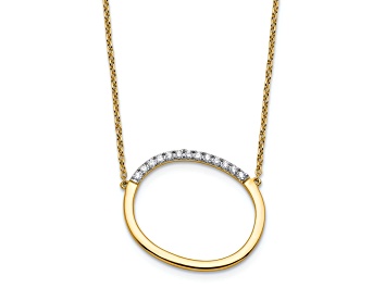 Picture of 14k Yellow Gold and Rhodium Over 14k Yellow Gold Sideways Diamond Initial O Pendant 18 Inch Necklace