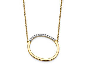 14k Yellow Gold and Rhodium Over 14k Yellow Gold Sideways Diamond Initial O Pendant 18 Inch Necklace