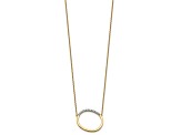 14k Yellow Gold and Rhodium Over 14k Yellow Gold Sideways Diamond Initial O Pendant 18 Inch Necklace