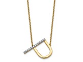 14k Yellow Gold and Rhodium Over 14k Yellow Gold Sideways Diamond Initial P Pendant 18 Inch Necklace