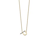 14k Yellow Gold and Rhodium Over 14k Yellow Gold Sideways Diamond Initial P Pendant 18 Inch Necklace