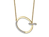 14k Yellow Gold and Rhodium Over 14k Yellow Gold Sideways Diamond Initial Q Pendant 18 Inch Necklace