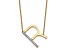 14k Yellow Gold and Rhodium Over 14k Yellow Gold Sideways Diamond Initial R Pendant 18 Inch Necklace