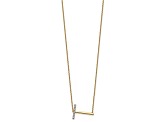 14k Yellow Gold and Rhodium Over 14k Yellow Gold Sideways Diamond Initial T Pendant 18 Inch Necklace