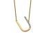 14k Yellow Gold and Rhodium Over 14k Yellow Gold Sideways Diamond Initial U Pendant 18 Inch Necklace