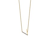 14k Yellow Gold and Rhodium Over 14k Yellow Gold Sideways Diamond Initial V Pendant 18 Inch Necklace