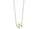 14k Yellow Gold and Rhodium Over 14k Yellow Gold Sideways Diamond Initial W Pendant 18 Inch Necklace