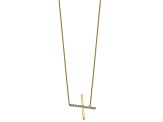 14k Yellow Gold and Rhodium Over 14k Yellow Gold Sideways Diamond Initial X Pendant 18 Inch Necklace