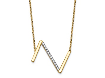 Picture of 14k Yellow Gold and Rhodium Over 14k Yellow Gold Sideways Diamond Initial Z Pendant 18 Inch Necklace