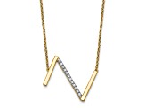 14k Yellow Gold and Rhodium Over 14k Yellow Gold Sideways Diamond Initial Z Pendant 18 Inch Necklace