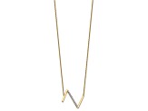 14k Yellow Gold and Rhodium Over 14k Yellow Gold Sideways Diamond Initial Z Pendant 18 Inch Necklace