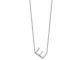 Rhodium Over 14k White Gold Sideways Diamond Initial E Pendant Cable Link 18 Inch Necklace