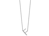 Rhodium Over 14k White Gold Sideways Diamond Initial F Pendant Cable Link 18 Inch Necklace