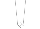 Rhodium Over 14k White Gold Sideways Diamond Initial H Pendant Cable Link 18 Inch Necklace