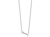 Rhodium Over 14k White Gold Sideways Diamond Initial I Pendant Cable Link 18 Inch Necklace