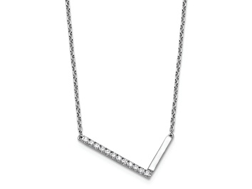 Picture of Rhodium Over 14k White Gold Sideways Diamond Initial L Pendant Cable Link 18 Inch Necklace