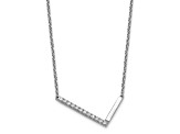Rhodium Over 14k White Gold Sideways Diamond Initial L Pendant Cable Link 18 Inch Necklace