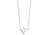 Rhodium Over 14k White Gold Sideways Diamond Initial M Pendant Cable Link 18 Inch Necklace