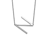 Rhodium Over 14k White Gold Sideways Diamond Initial N Pendant Cable Link 18 Inch Necklace