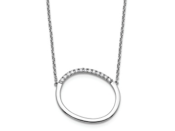 Picture of Rhodium Over 14k White Gold Sideways Diamond Initial O Pendant Cable Link 18 Inch Necklace