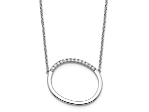 Rhodium Over 14k White Gold Sideways Diamond Initial O Pendant Cable Link 18 Inch Necklace
