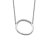 Rhodium Over 14k White Gold Sideways Diamond Initial O Pendant Cable Link 18 Inch Necklace