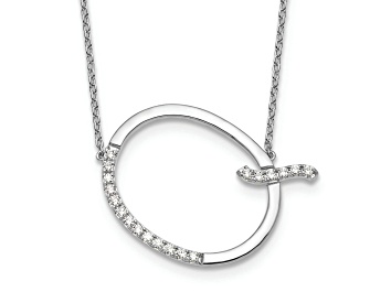 Picture of Rhodium Over 14k White Gold Sideways Diamond Initial Q Pendant Cable Link 18 Inch Necklace