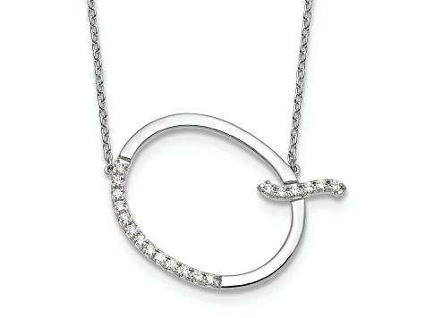 Rhodium Over 14k White Gold Sideways Diamond Initial Q Pendant Cable Link 18 Inch Necklace