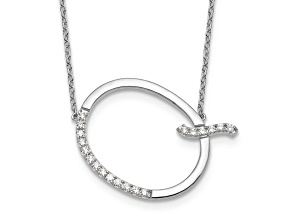 Rhodium Over 14k White Gold Sideways Diamond Initial Q Pendant Cable Link 18 Inch Necklace