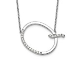 Rhodium Over 14k White Gold Sideways Diamond Initial Q Pendant Cable Link 18 Inch Necklace