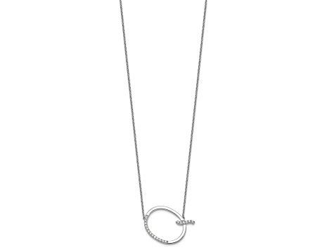 Rhodium Over 14k White Gold Sideways Diamond Initial Q Pendant Cable Link 18 Inch Necklace