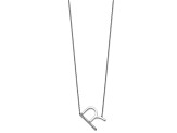 Rhodium Over 14k White Gold Sideways Diamond Initial R Pendant Cable Link 18 Inch Necklace