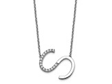 Rhodium Over 14k White Gold Sideways Diamond Initial S Pendant Cable Link 18 Inch Necklace