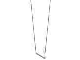 Rhodium Over 14k White Gold Sideways Diamond Initial V Pendant Cable Link 18 Inch Necklace