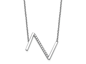 Picture of Rhodium Over 14k White Gold Sideways Diamond Initial Z Pendant Cable Link 18 Inch Necklace