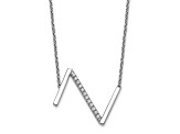 Rhodium Over 14k White Gold Sideways Diamond Initial Z Pendant Cable Link 18 Inch Necklace