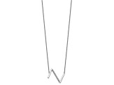 Rhodium Over 14k White Gold Sideways Diamond Initial Z Pendant Cable Link 18 Inch Necklace