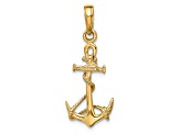 14k Yellow Gold 3D Anchor with Shackle and Entwined Rope Pendant