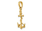 14k Yellow Gold 3D Anchor with Shackle and Entwined Rope Pendant