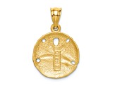 14k Yellow Gold Brushed Diamond-Cut Sand Dollar Pendant