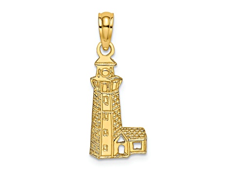 14k Yellow Gold Textured Lighthouse Charm