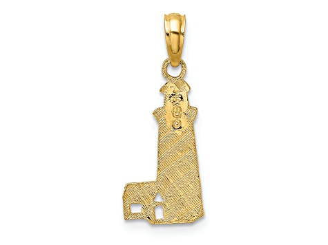 14k Yellow Gold Textured Lighthouse Charm