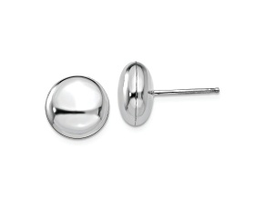 Rhodium Over 14k White Gold Polished 10.5mm Button Stud Earrings