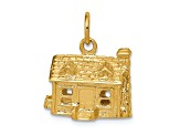 14k Yellow Gold Textured House Charm Pendant