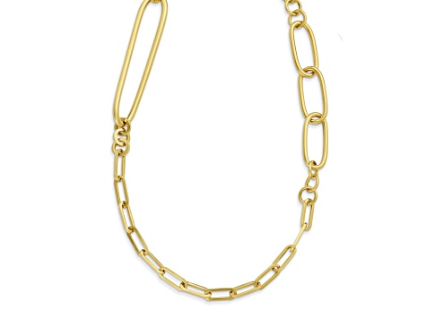 14K Yellow Gold Round and Oval Link 24-inch Necklace