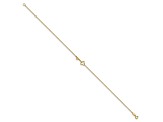 14K Yellow Gold Polished Key Anklet with 1-inch Extension