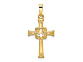 14K Yellow Gold Polished Cut Out Solid Dove Cross Pendant