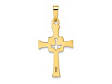 14K Yellow Gold Polished Cut Out Solid Dove Cross Pendant