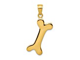 14k Yellow Gold Solid 3D Polished Dog Bone Pendant